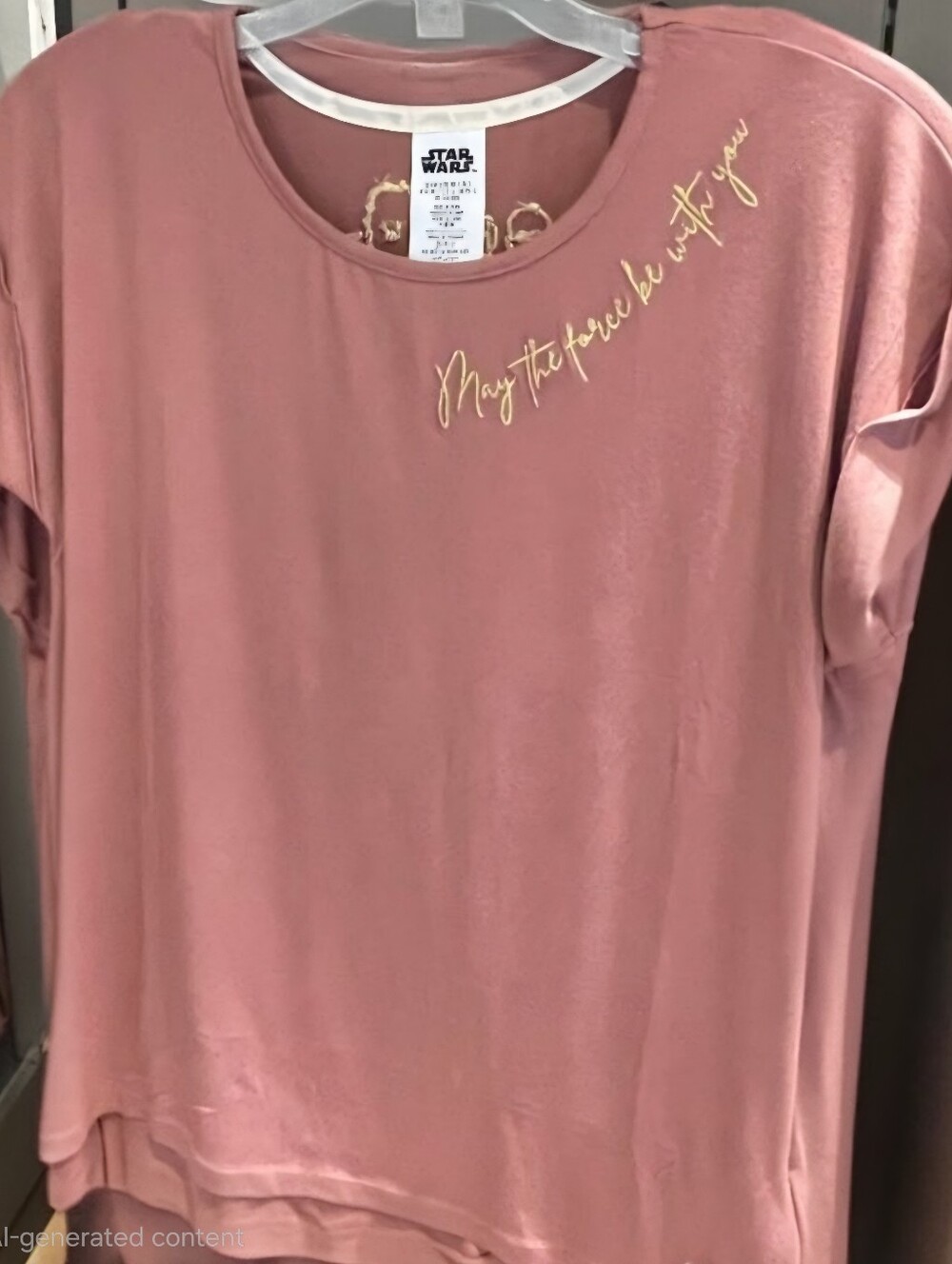 Disney Star Wars Womens 2X Top May The Force Be With You Gold Mauve Plus Size